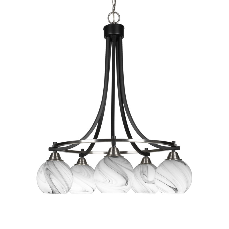 Michell 5-Light Chandelier, Matte Black/Brushed Nickel