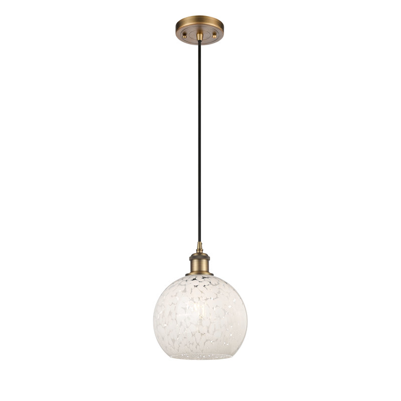 Luminaire suspendu 1 lumière Nathalie, H 10 po x l 8 po x P 8 po, Laiton brossé