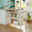 Îlot de cuisine 45 po en bois massif avec table de préparation en bois d'hévéa et 2 tablettes ouvertes pour petits espaces