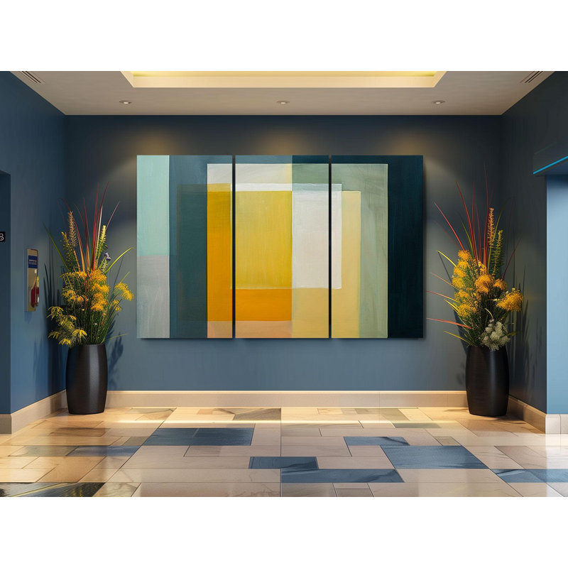 Reproduction d'art abstrait abstrait sur toile - art mural géométrique moderne, TOILE LAMINÉE