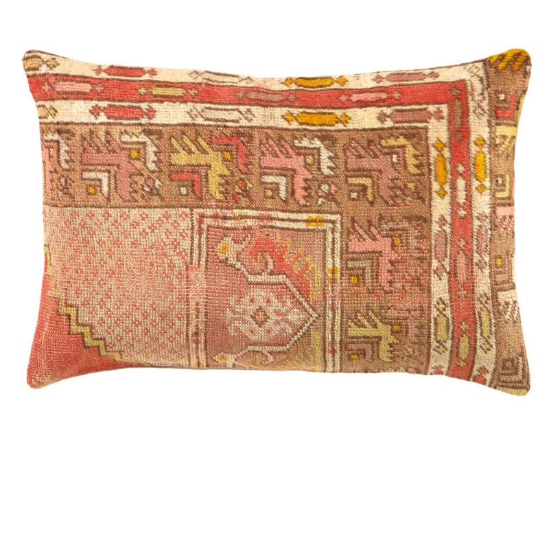 Vintage Turkish Pasargad Hand Knotted Pillow 16'' X 24'', Brown/Rust