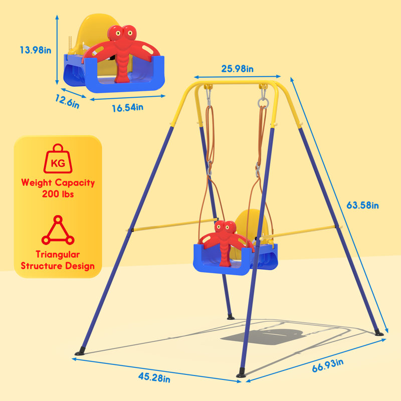 Portique 3 en 1, ceinture de sécurité, intérieur / extérieur, assemblage facile, support en métal robuste pour aire de jeu / cour / chambre de bébé, bleu