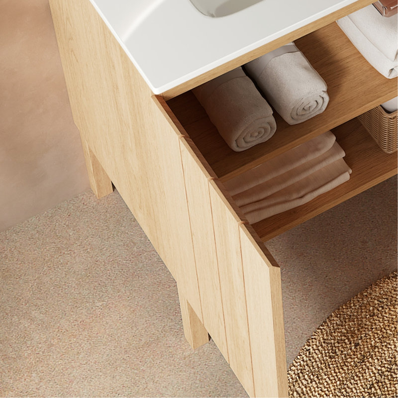 Meuble-lavabo moderne - vasque en céramique blanche 30 po et armoire de rangement autoportante avec supports