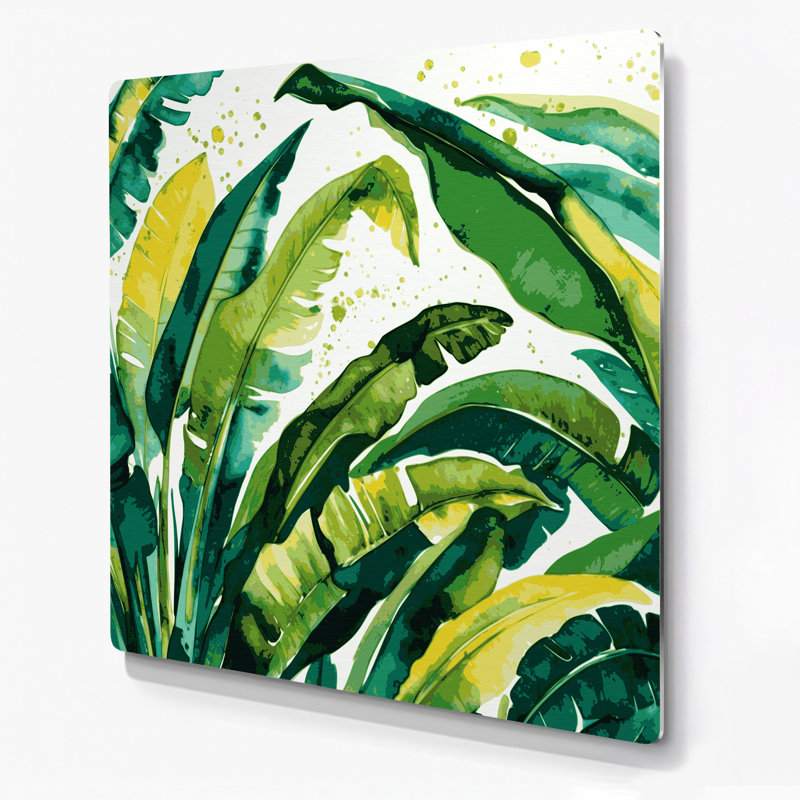 «Hawaiian Banana Leaves», art mural en métal vert, H 8 po x l 8 po