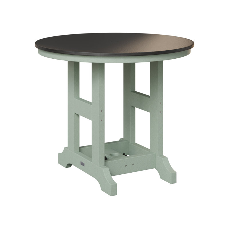 Table de bar ronde berlinoise 38 po Berlin, H 39,5 po x l 38 po x P 38 po, Noir martelé, Écume de mer, écume de mer