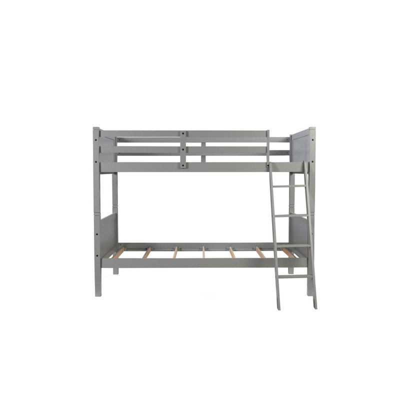 Azair Kids Twin Over Twin Bunk Bed, Gray