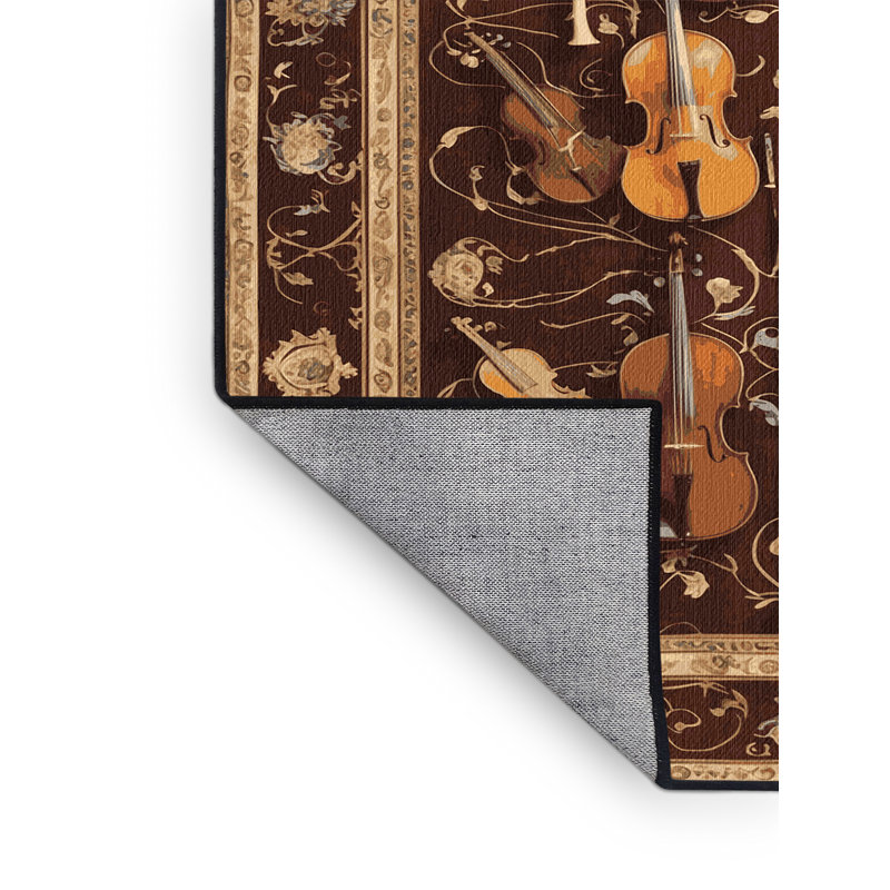 Machine Washable French Black Area Rug, Square 4'