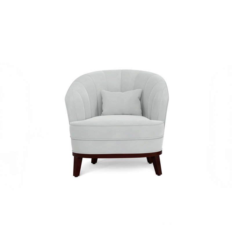 Chaise d'appoint rembourrée en tonneau avec coussin décoratif, Blanc