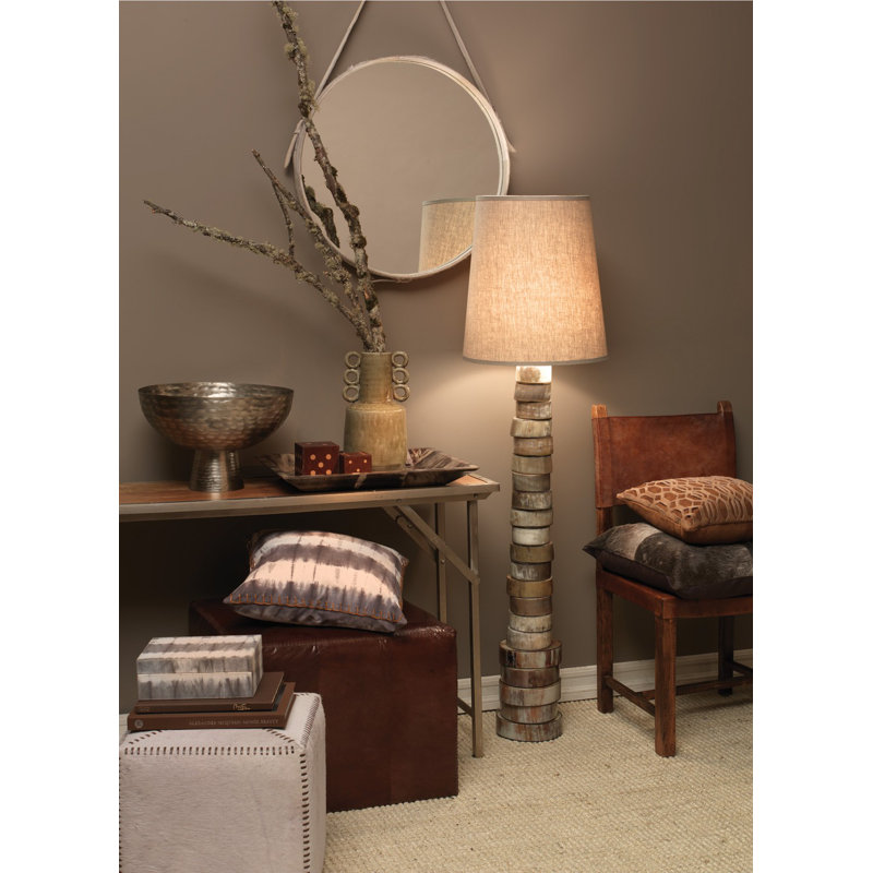 Stacked Floor Lamp, Faux Horn, Elephant Hemp