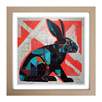 Rabbit Constructivism - Single Picture Frame Print on Wood