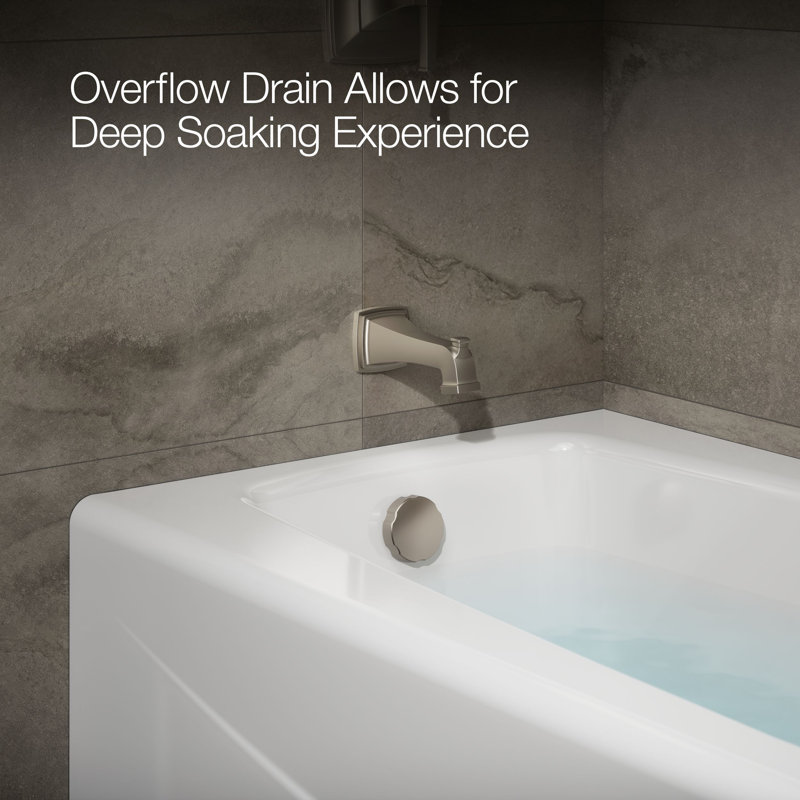 Villager 60" x 30" Alcove Soaking Cast Iron Bathtub, Left, White