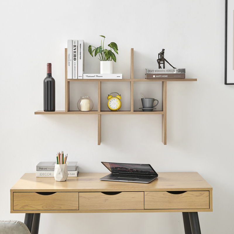 Suffield 4-Shelve Manufactured Wood Asymmetrical Tiered Shelf, Chestnut
