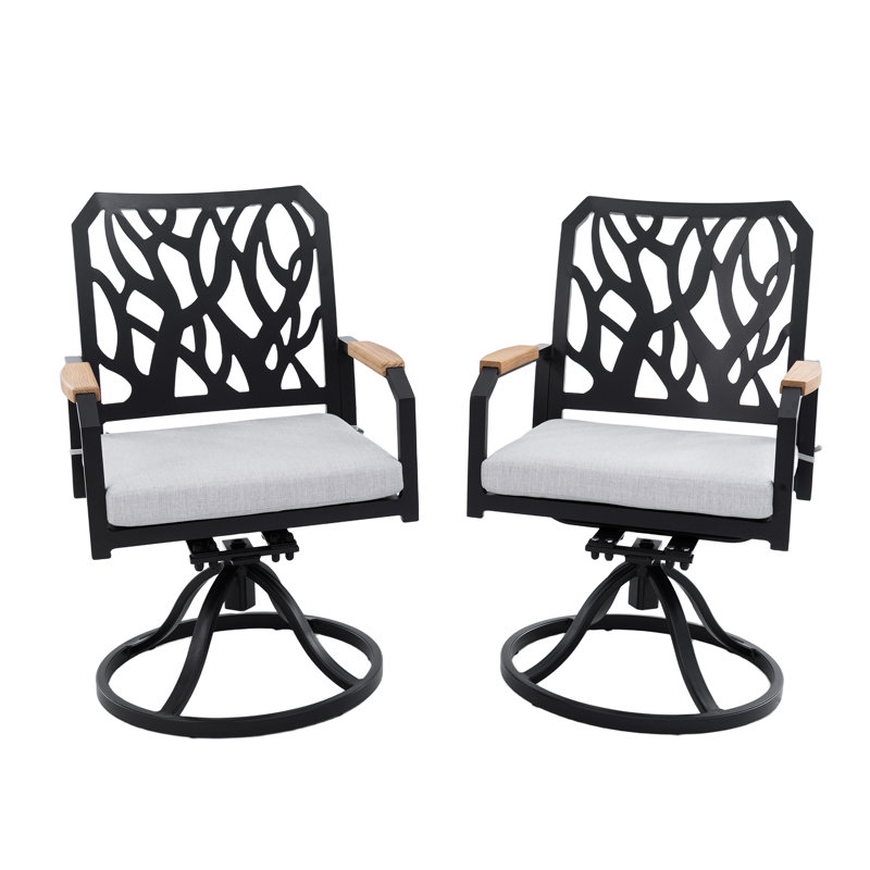 Chaises berçantes d'extérieur pivotantes avec coussins élégants et décolorants