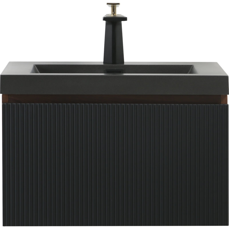 Meuble-lavabo mural moderne en bois d'ingénierie pour une salle de bain élégante