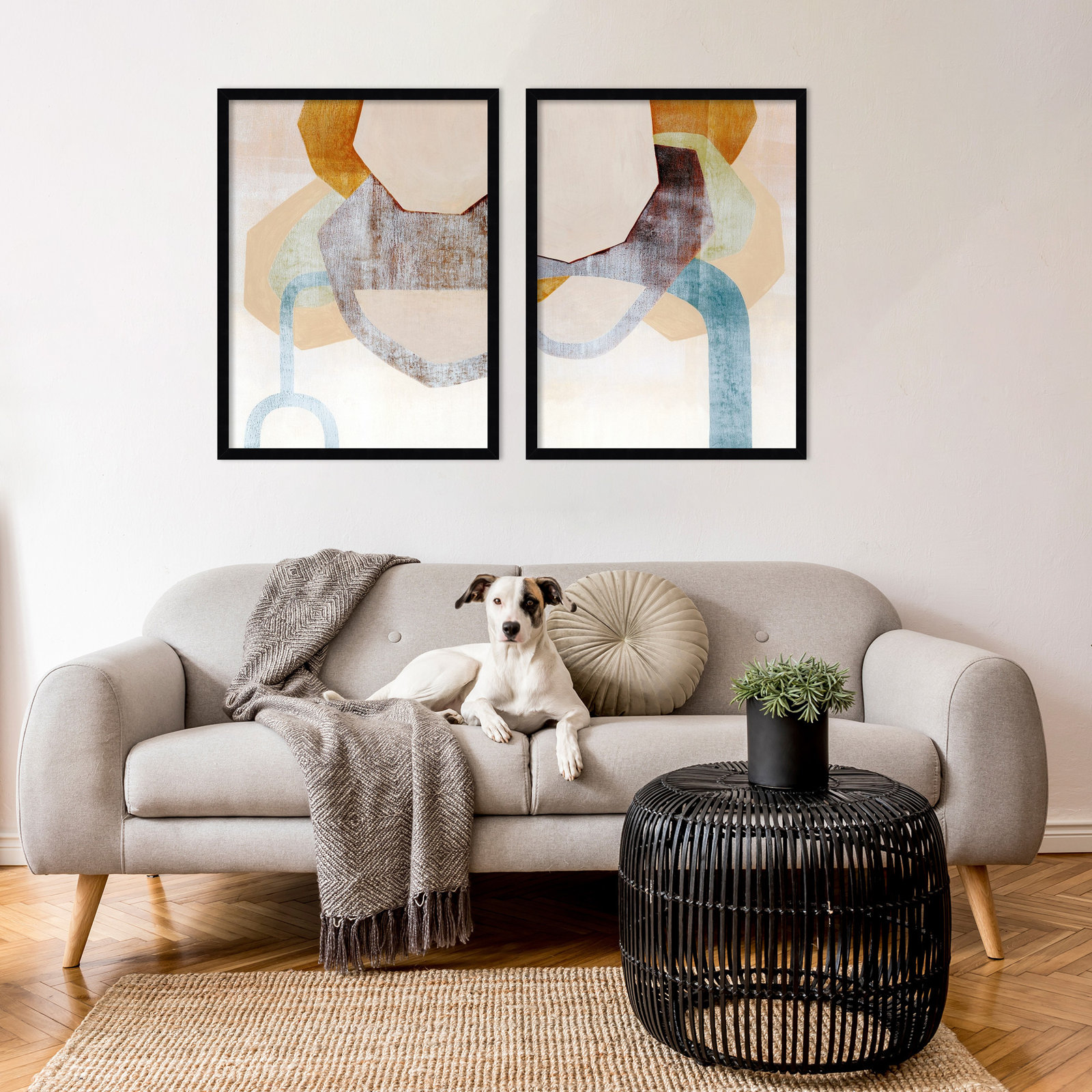 Desert Rockfalls 2-Piece Print Set, Black, 26" H x 42" W