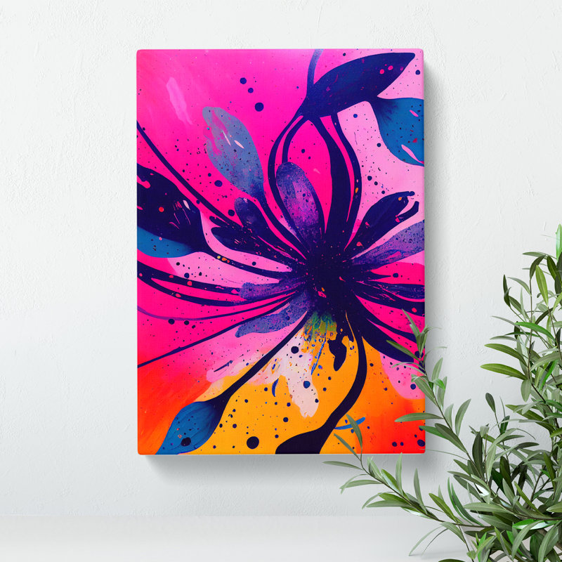 Paint Splash Flowers No.3 Abstract - Wrapped Canvas, 50cm H x 35cm W x 3cm D