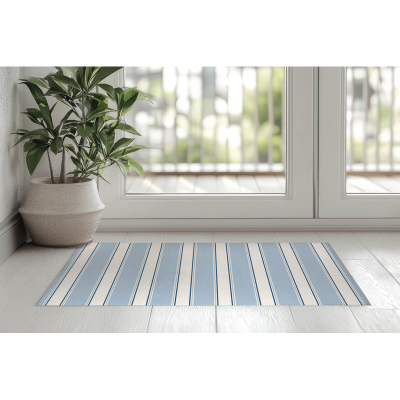 Cabana Stripe Indoor Doormat, 36" W x 60" L, Blue