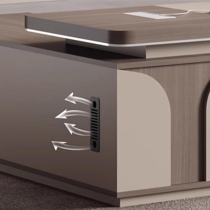 Bureau de direction 94,49 "moderne en L brun pour bureau, H 29,53 po x l 94,49 po x P 62,99 po