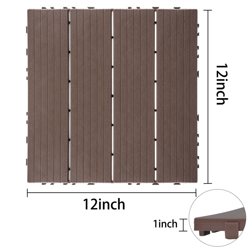 Carreaux de terrasse en plastique emboîtables, Café clair