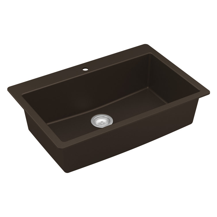 Karran Quartz 33'' X 22'' Large Single Bowl Drop-in Kitchen Sink With Bottom Grid and Strainer