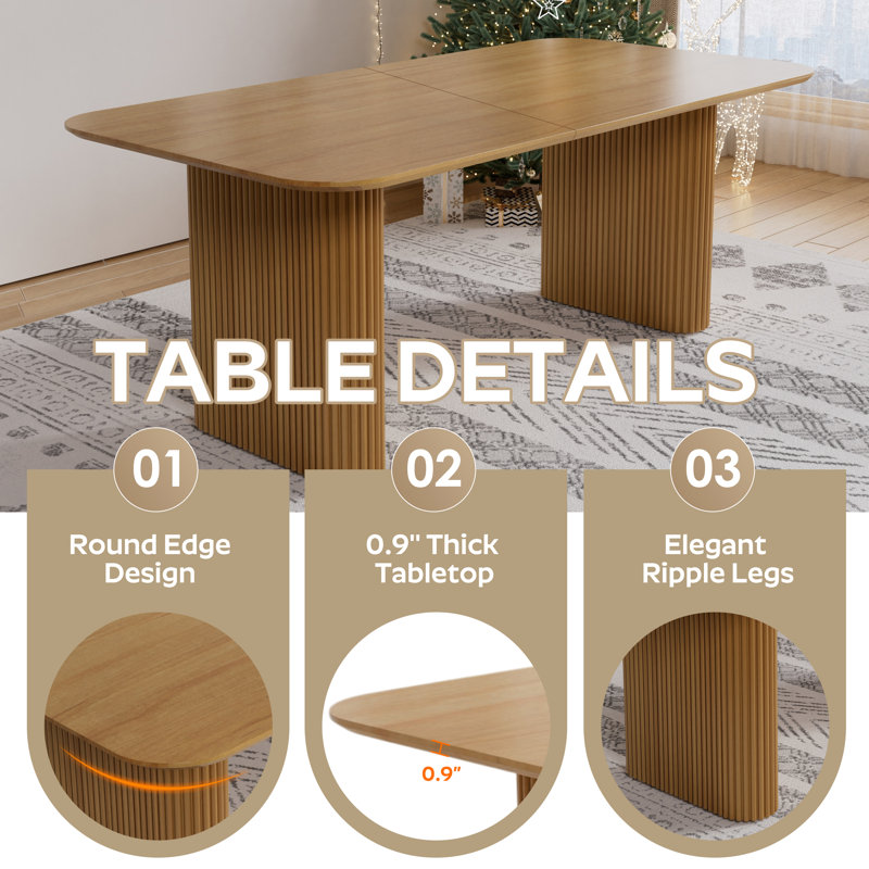 Ensemble de table de salle à manger 70 po avec fauteuil, 70 po, 7 pièces : table, 6 chaises, Naturel