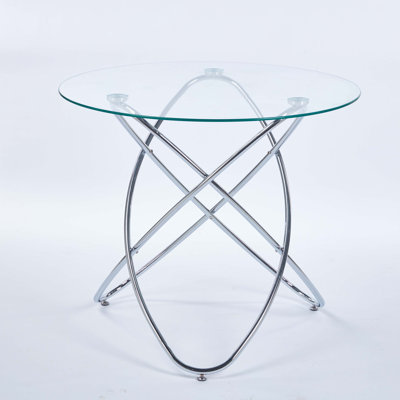 Dining Table with metal leg and tempered glass top