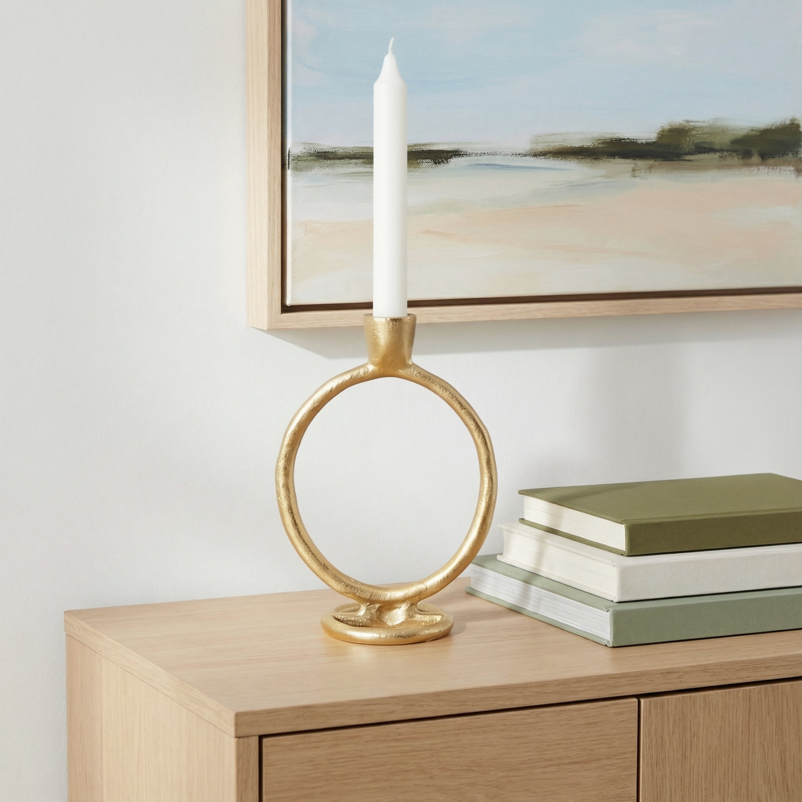 Hayslett Candlestick Holder, 6" H x 4" W x 3" D, Gold