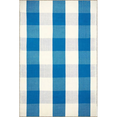 Blue Colored Geometric Patterned Decorative Carpet