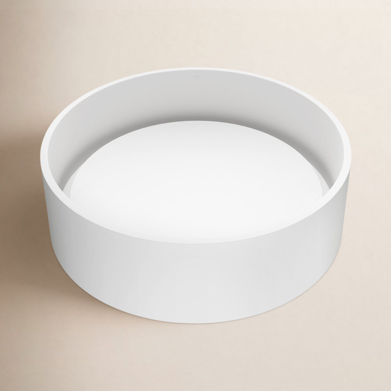 Lavabo de salle de bain rond fait à la main blanc mat L 16 po x l 16 po x H 5 po Anvil