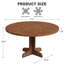 Table de salle à manger ronde pour 4, 47 pouces Farmhouse Circle Table de cuisine avec plateau en bois et base stable, pour le salon-1765864521