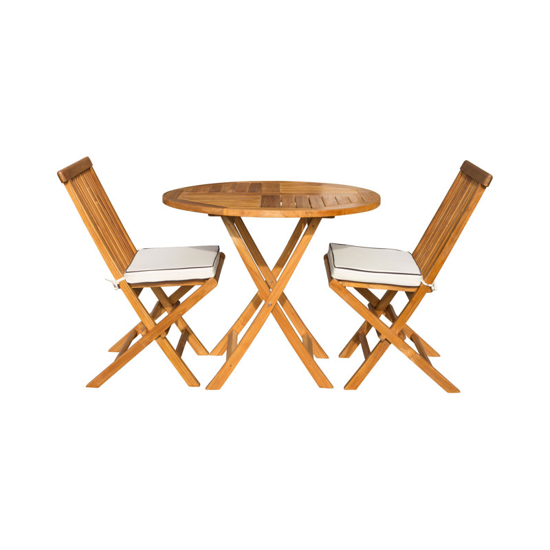 2 - Person Teak Wood Patio Dining Set with Round Table