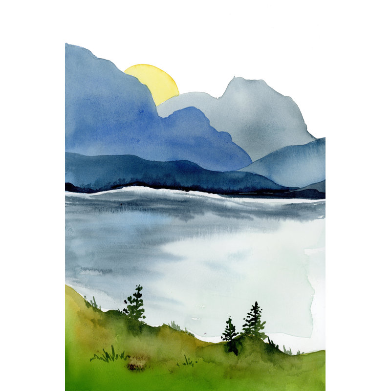 «Mountains 3» par Leah Tedesco sur, Pas de tapis, H 36 po x l 24 po, Toile argentée avec cadre flottant