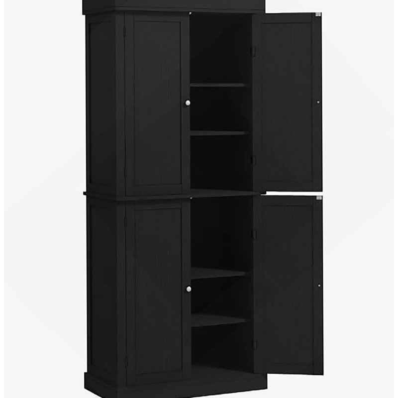 Armoire de cuisine de style nordique, armoire de cuisine autoportante, armoire de rangement avec portes et tablettes, Noir