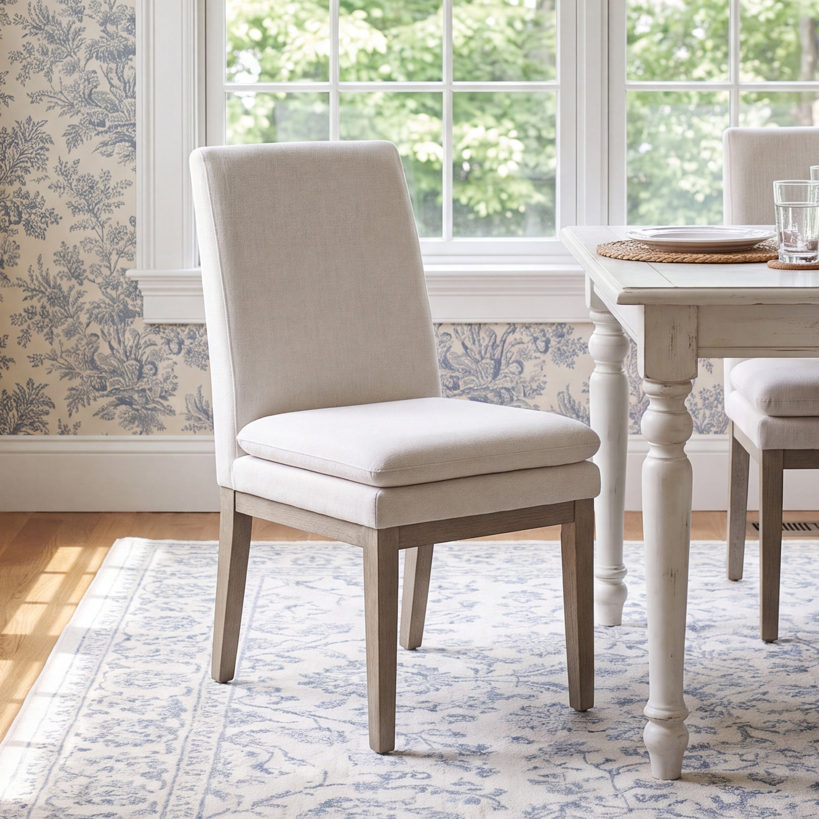 Bethea Oak Parsons Chair, Effie Flint Performance Linen