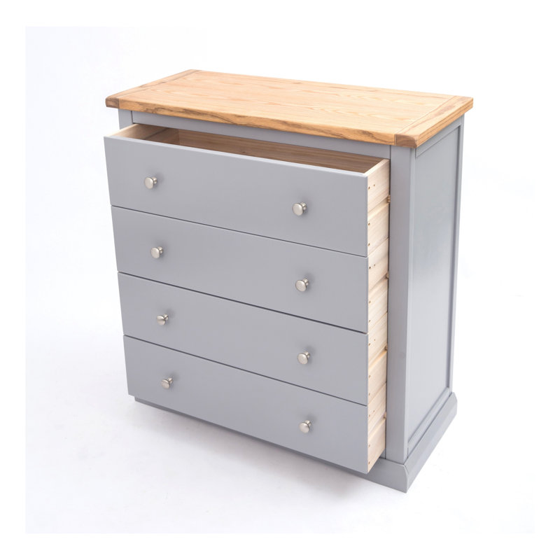Duran 90cm W 4 - Drawer Chest of Drawers, Grey/Chrome