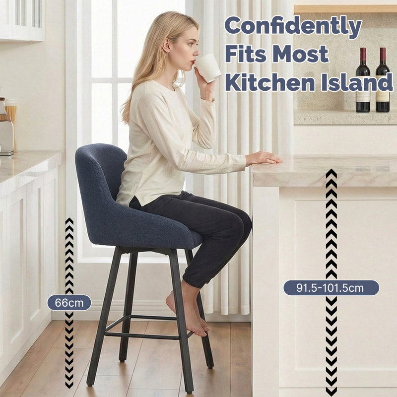 Swivel Counter Stool with Metal Frame, Blue