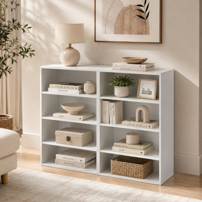 8 Tier White Media Storage Cabinet