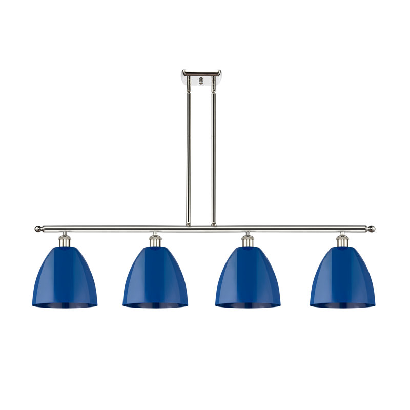 Lustre 4 lumières Plymouth Dome, Bleu, Nickel poli