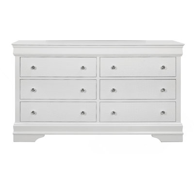 Commode horizontale en bois manufacturé avec 6 tiroirs