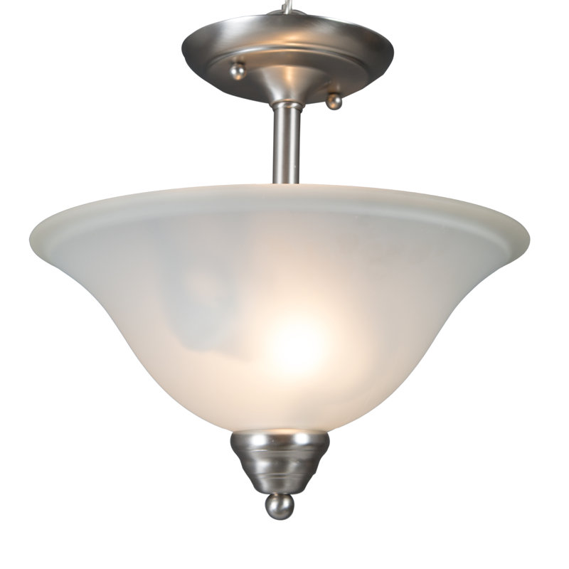 Plafonnier semi-encastré 2 lumières à cuve simple 13,13 po Canaday, Nickel satiné