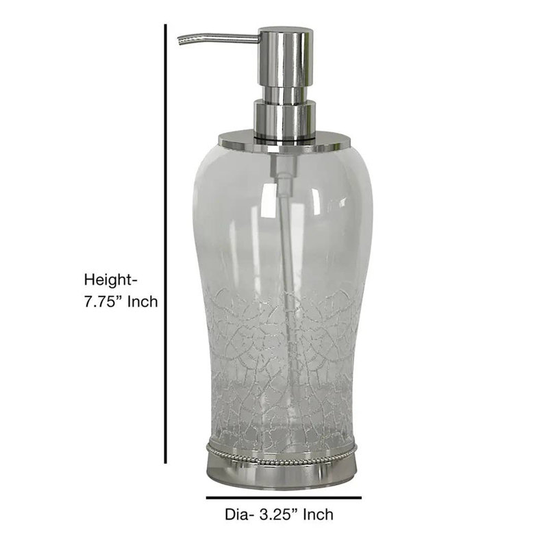 Distributeur de savon liquide Oneita | Meuble-lavabo de salle de bain et évier de cuisine, contient savon, lotion et assainisseur | Verre craquelé