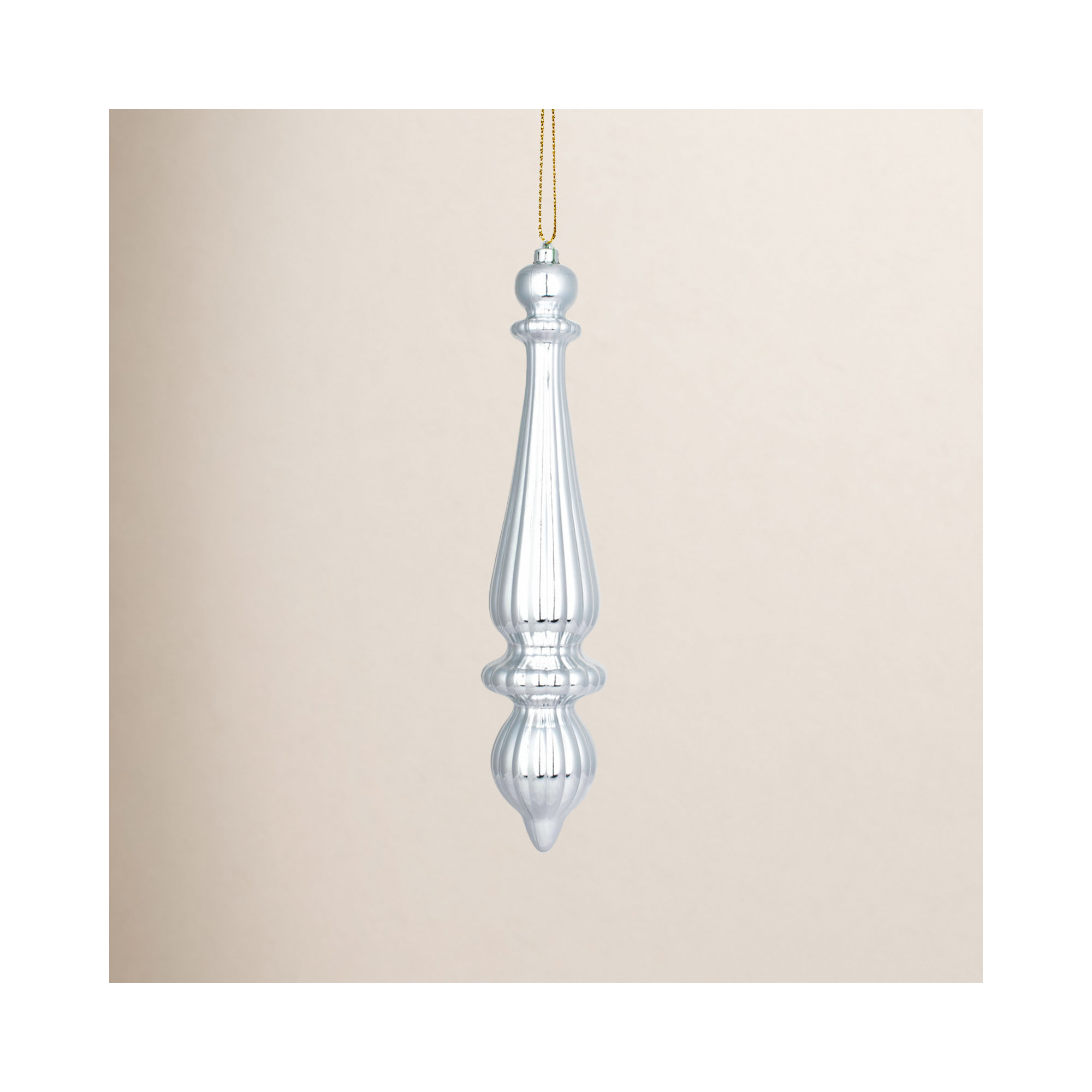 14" Finial Drop Christmas Ornament UV, Silver