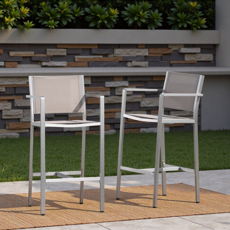 29.50" Barstools with Silver Rust-Proof Aluminum Frame,Set of 2