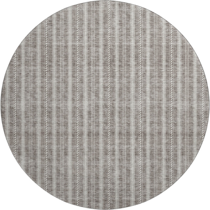 Premium Machine Washable Prisco Taupe Rug, Round 8'