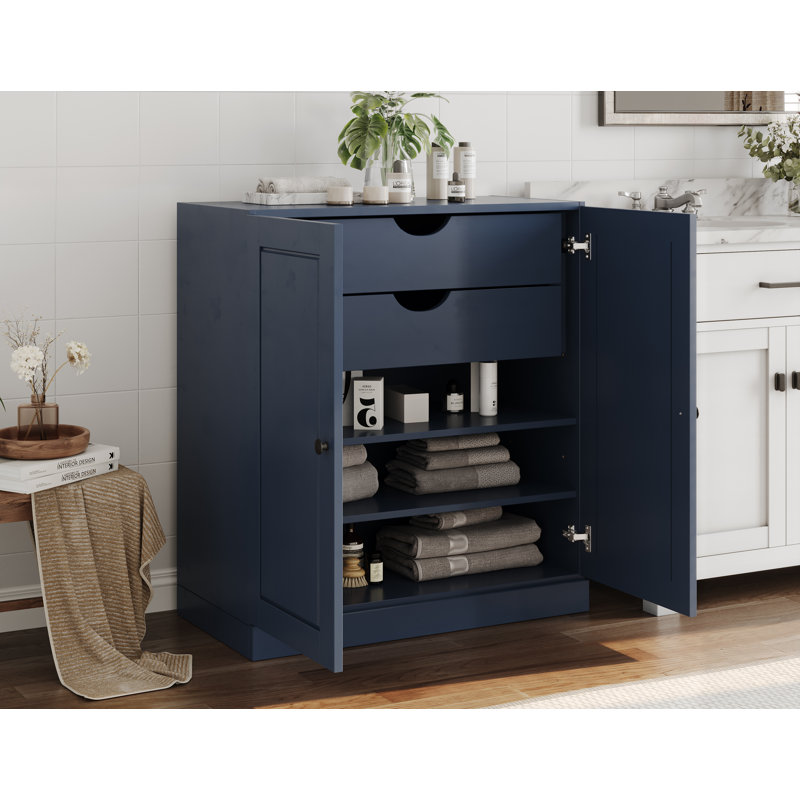 Armoire de salle de bain 100% bois massif avec portes et tiroirs Palace Imports Palace, Bleu antique