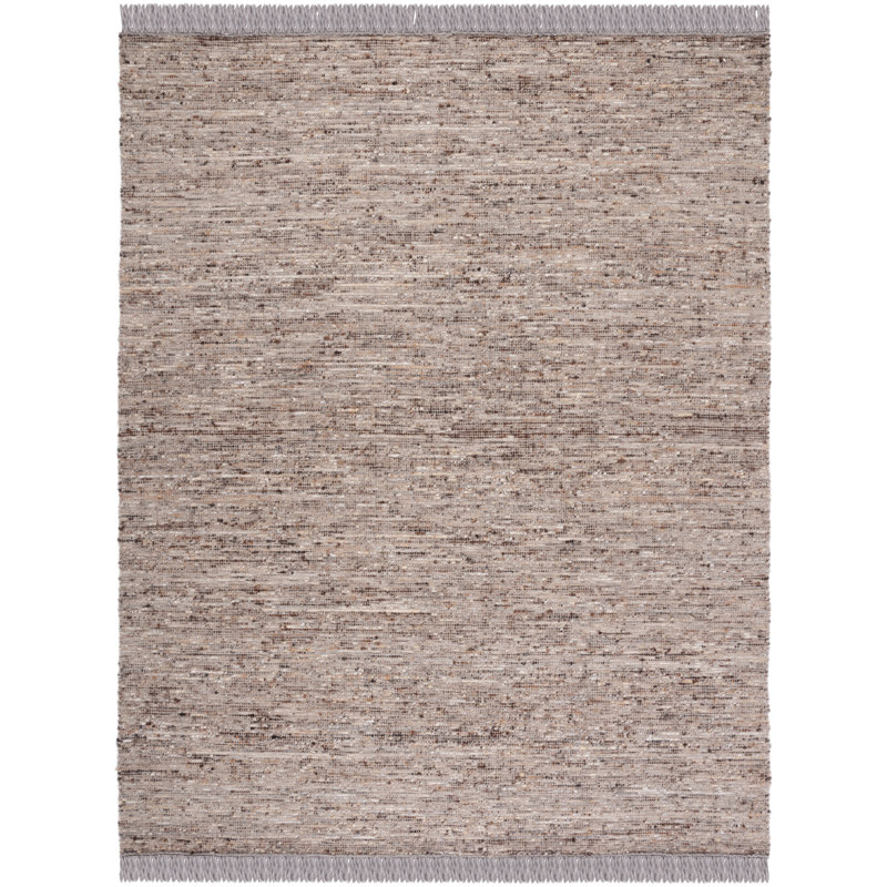 Abbie-Jai Natura Hand Woven Wool/Cotton Rug in Ivory/Brown, Rectangle 4' x 6'