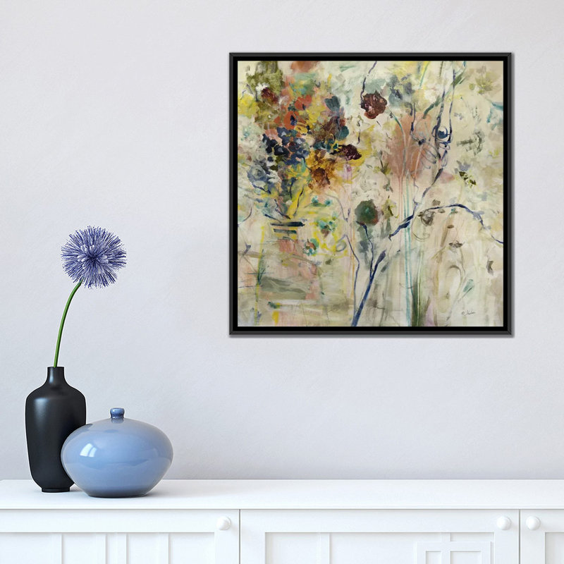 Partage du bonheur, reproduction d'art sur toile tendue, H 18 po x l 18 po x P 1,5 po, Toile avec cadre noir, Pas de tapis