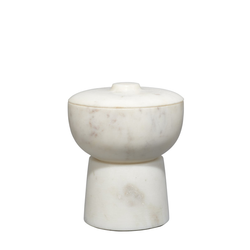 Handcrafted White Marble Decorative Box with Lid