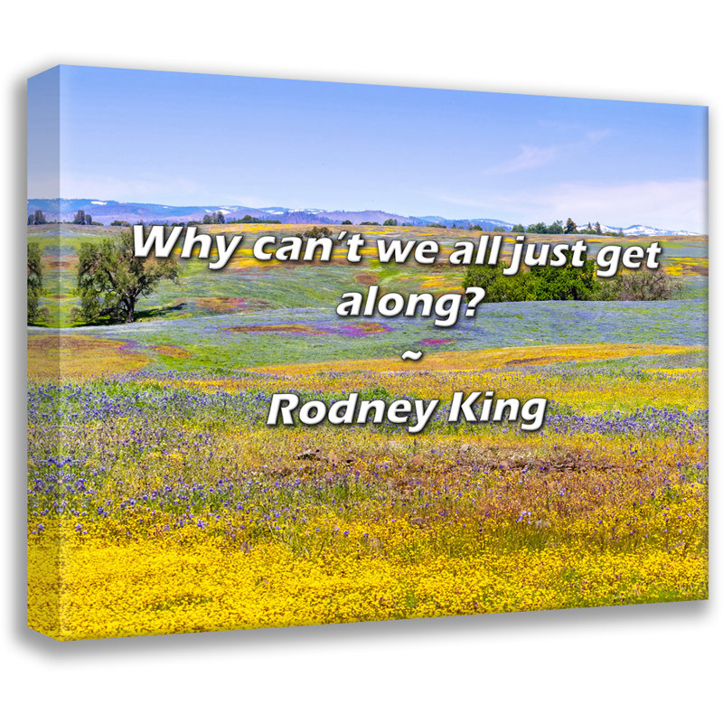 Citation artistique «Pourquoi ne pouvons-nous pas nous entendre? Toile tendue par Rodney King