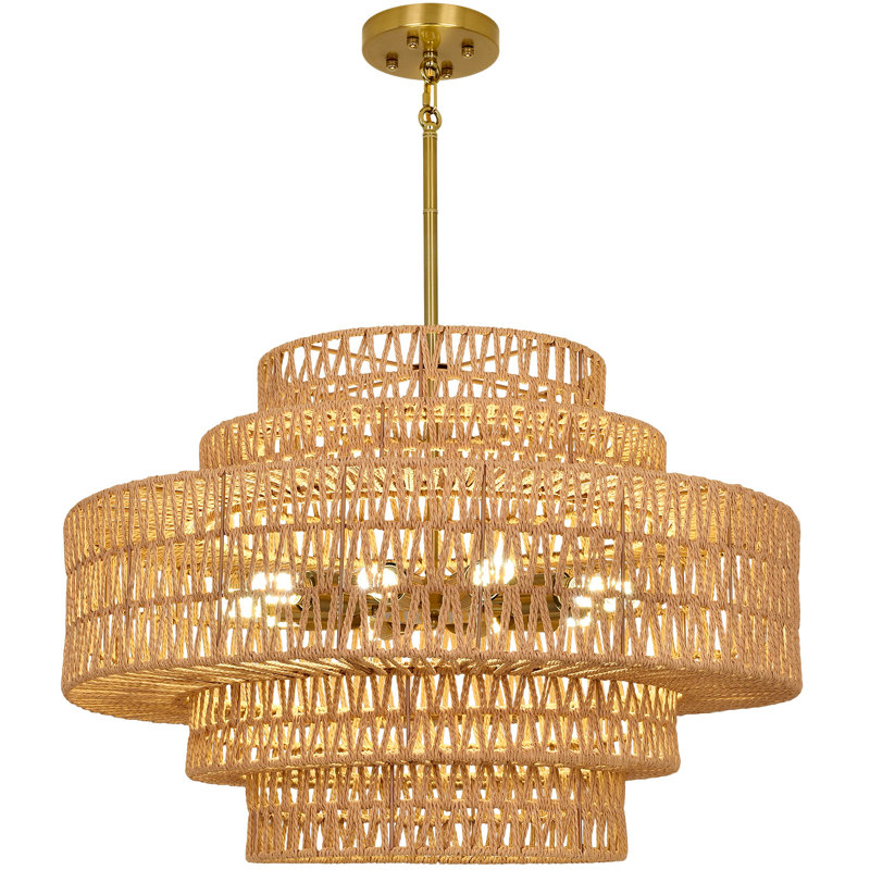 Luminaire de lustre en rotin Boho